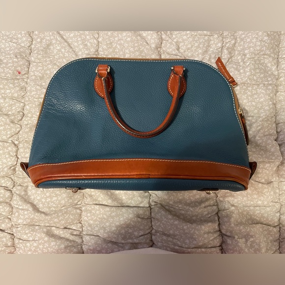 Dooney & Bourke Teal and Brown Leather Satchel - Picture 4 of 10